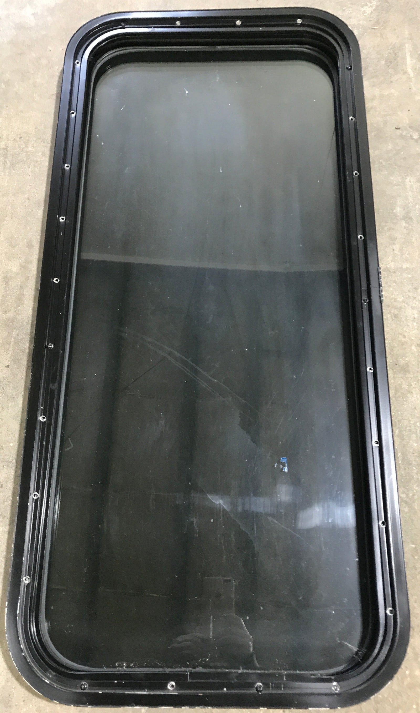 Used Black Radius Non Opening Window : 17 1/2