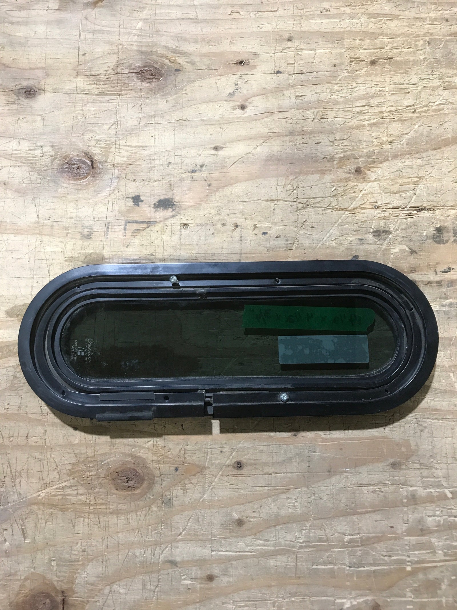 Used Black Radius Non Opening Window : 14 1/2