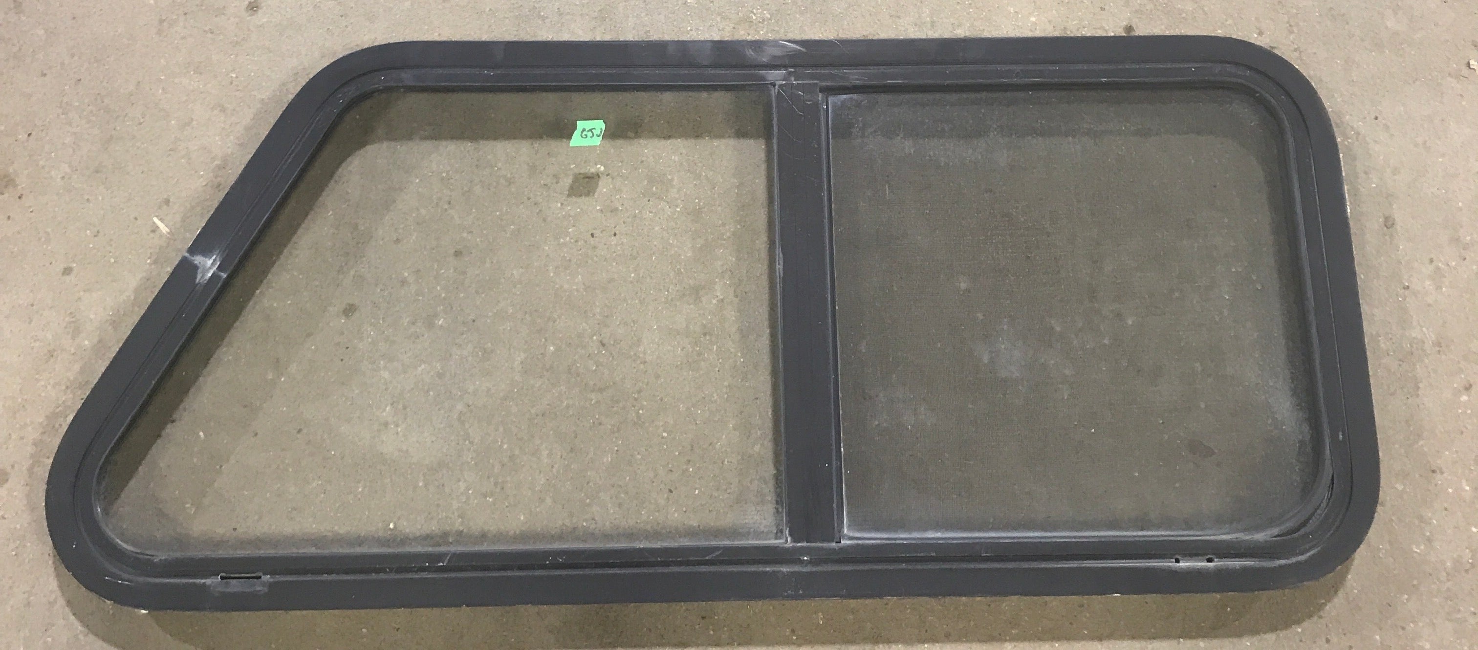 Used Slanted Black Radius Opening Window : 41 3/4" W x 17 1/2" H x 1 7/8" D - Young Farts RV Parts