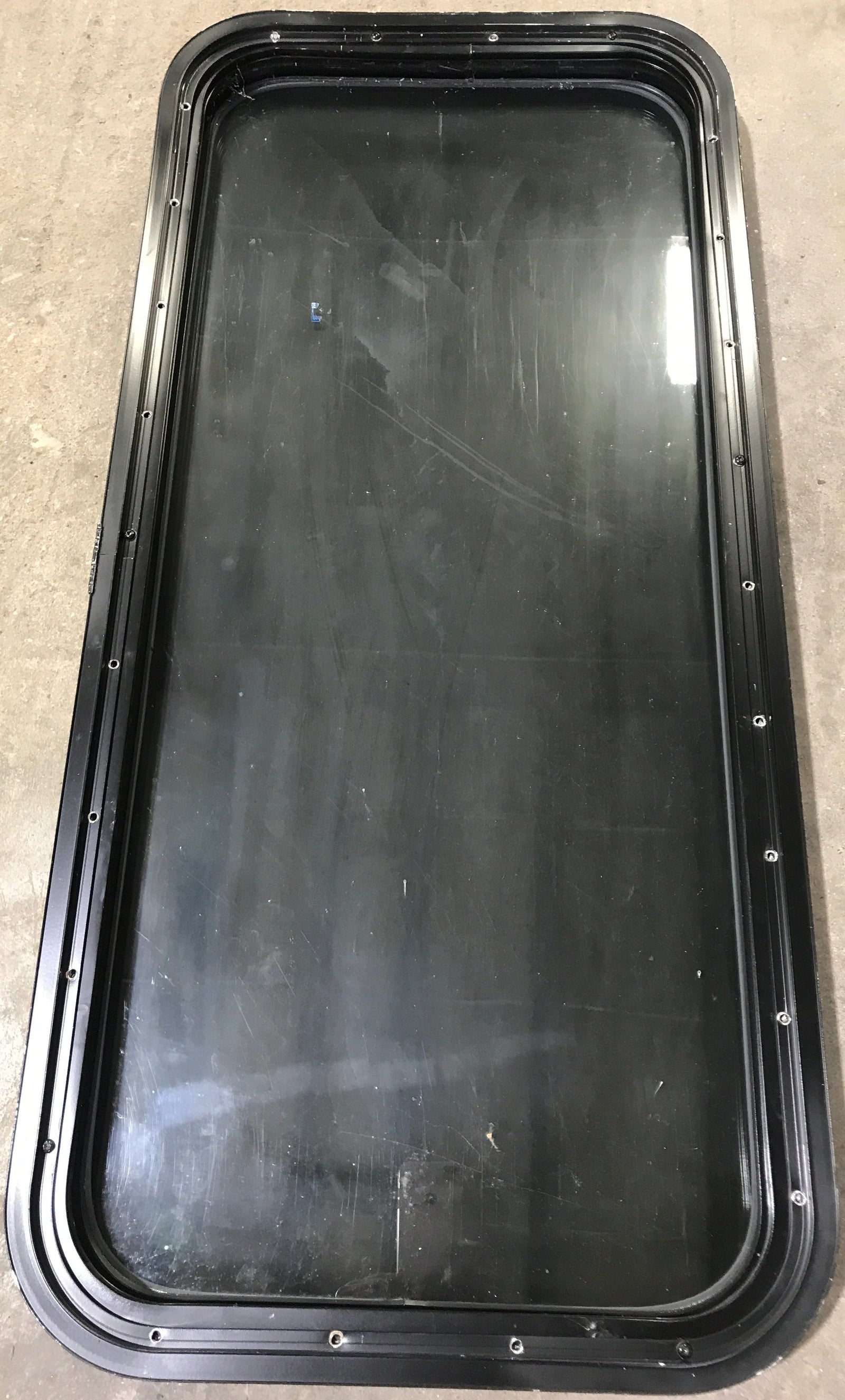 Used Black Radius Non Opening Window : 17 1/2