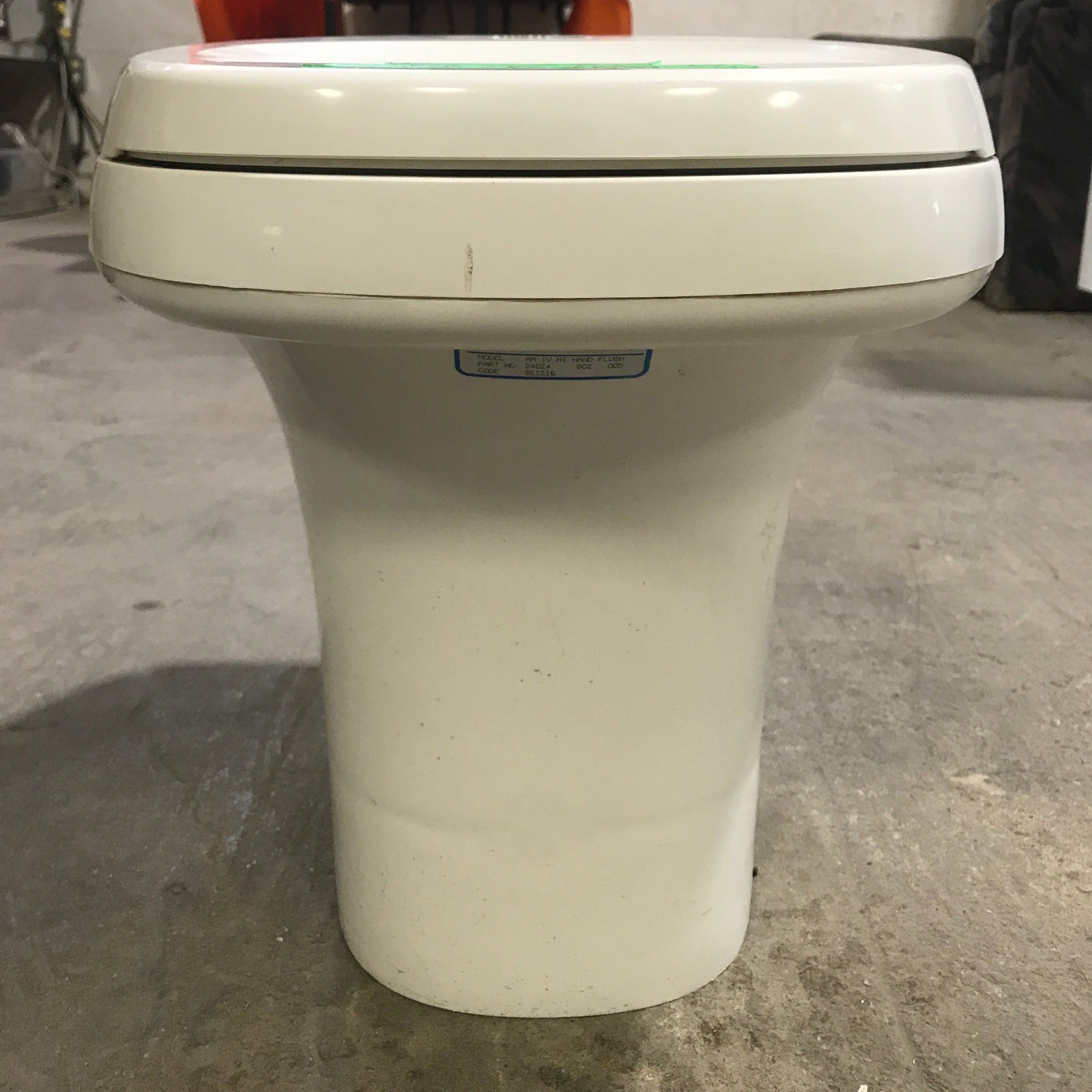 Used Complete Thetford Toilet, Hand Flush, High Profile, Off-White - AQUA MAGIC IV ,  24024 - Young Farts RV Parts