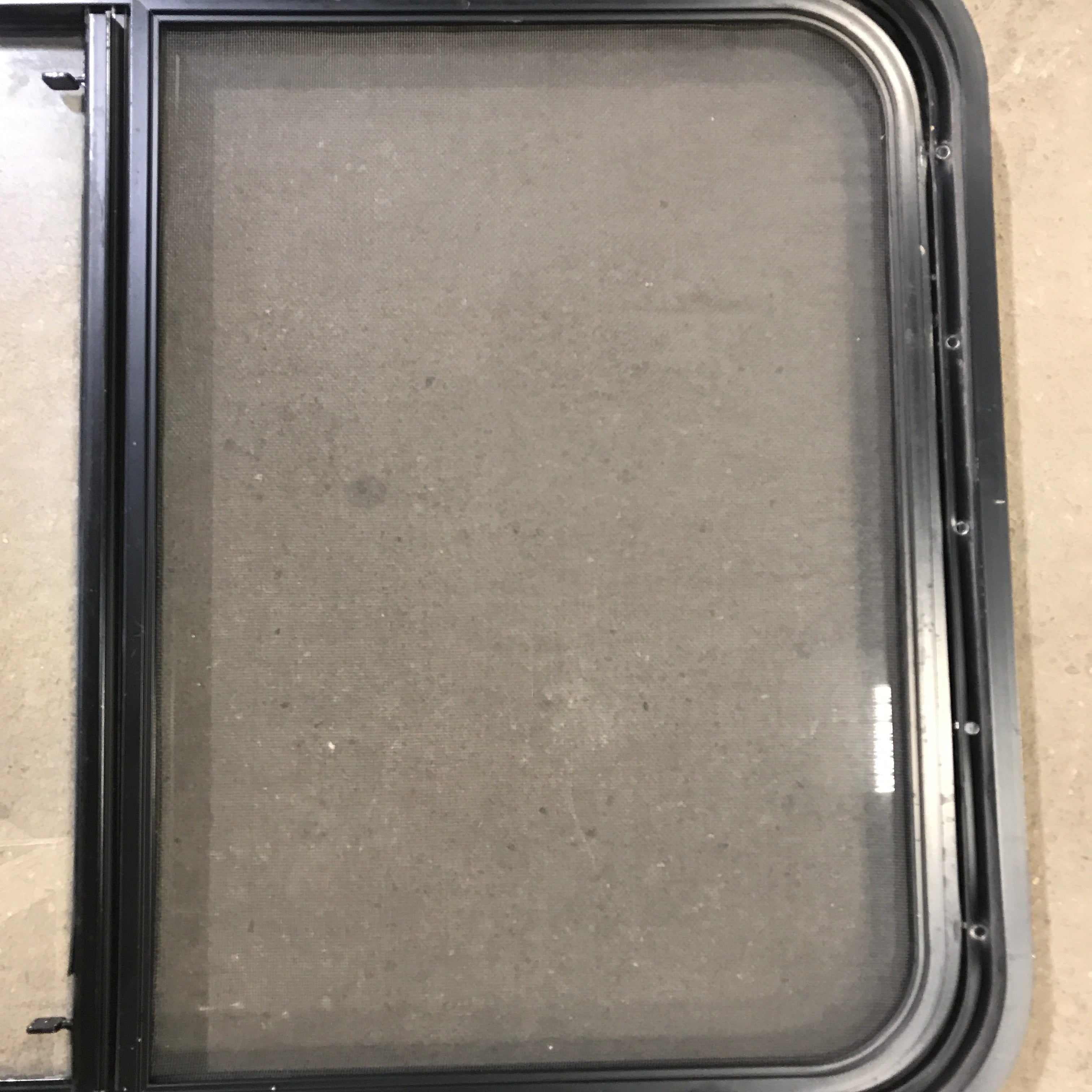 Used Black Radius Opening Window : 23" X 34.5" X 1.875" - Young Farts RV Parts
