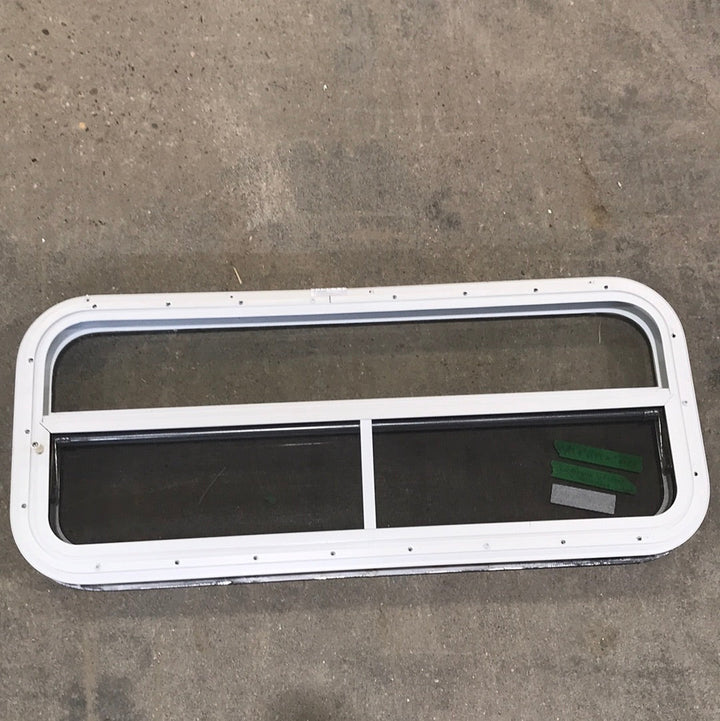 USED White Radius Opening Window : 35 1/2" W X 14 1/2" H X 1 3/4" D - Young Farts RV Parts