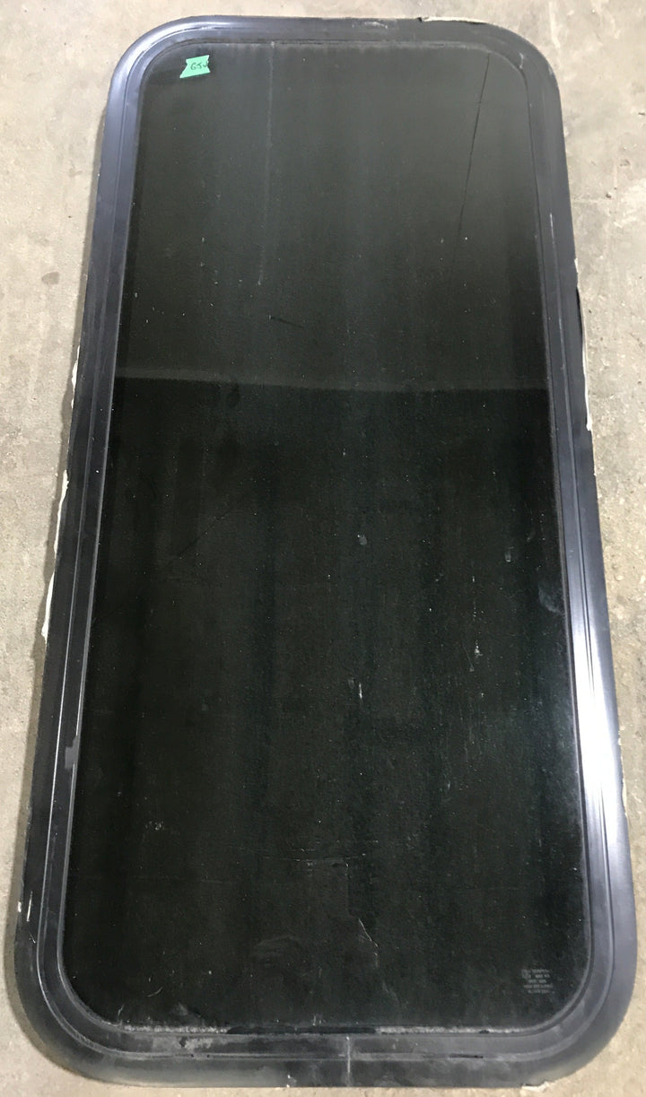 Used Black Radius Non Opening Window : 17 1/2" W x 39 1/2" H x 1 7/8" D