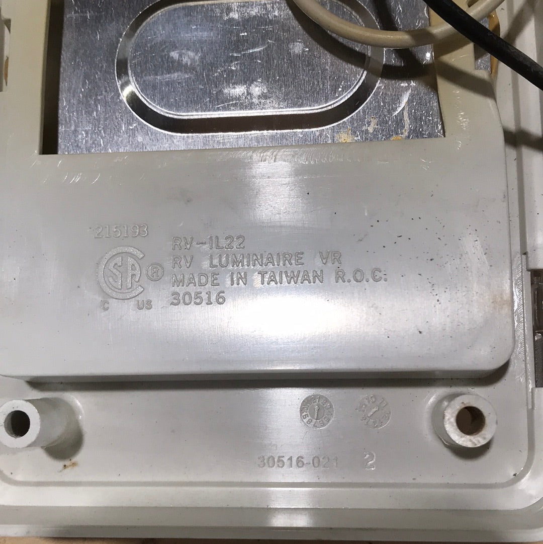 Used RV Light Fixture *DOUBLE* Off- White RV-IL22