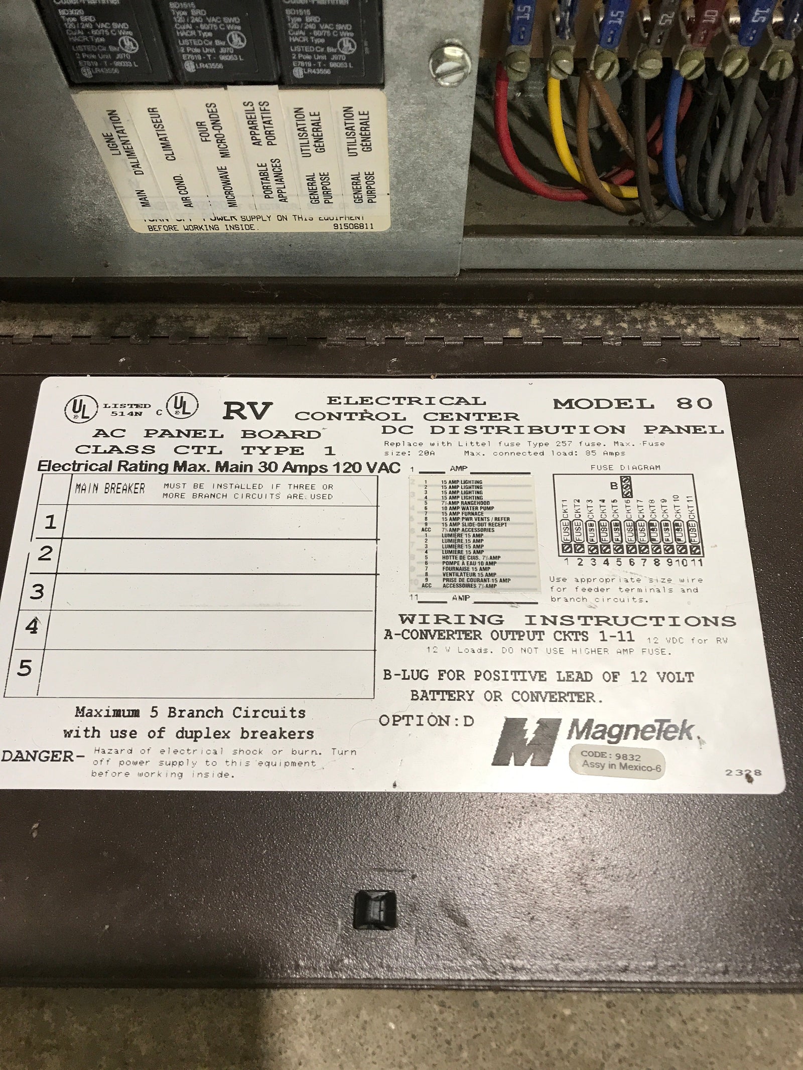 Used 20 AMP MAGNETEK DC Distribution Panel - Model 80