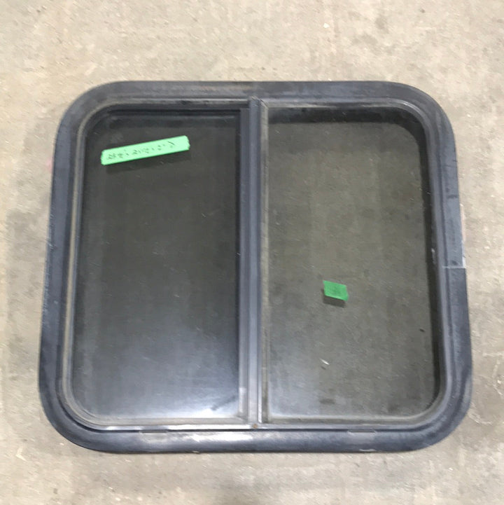 USED Black Radius Opening Window : 23 1/2" W X 21 1/2" H X 2" D - Young Farts RV Parts