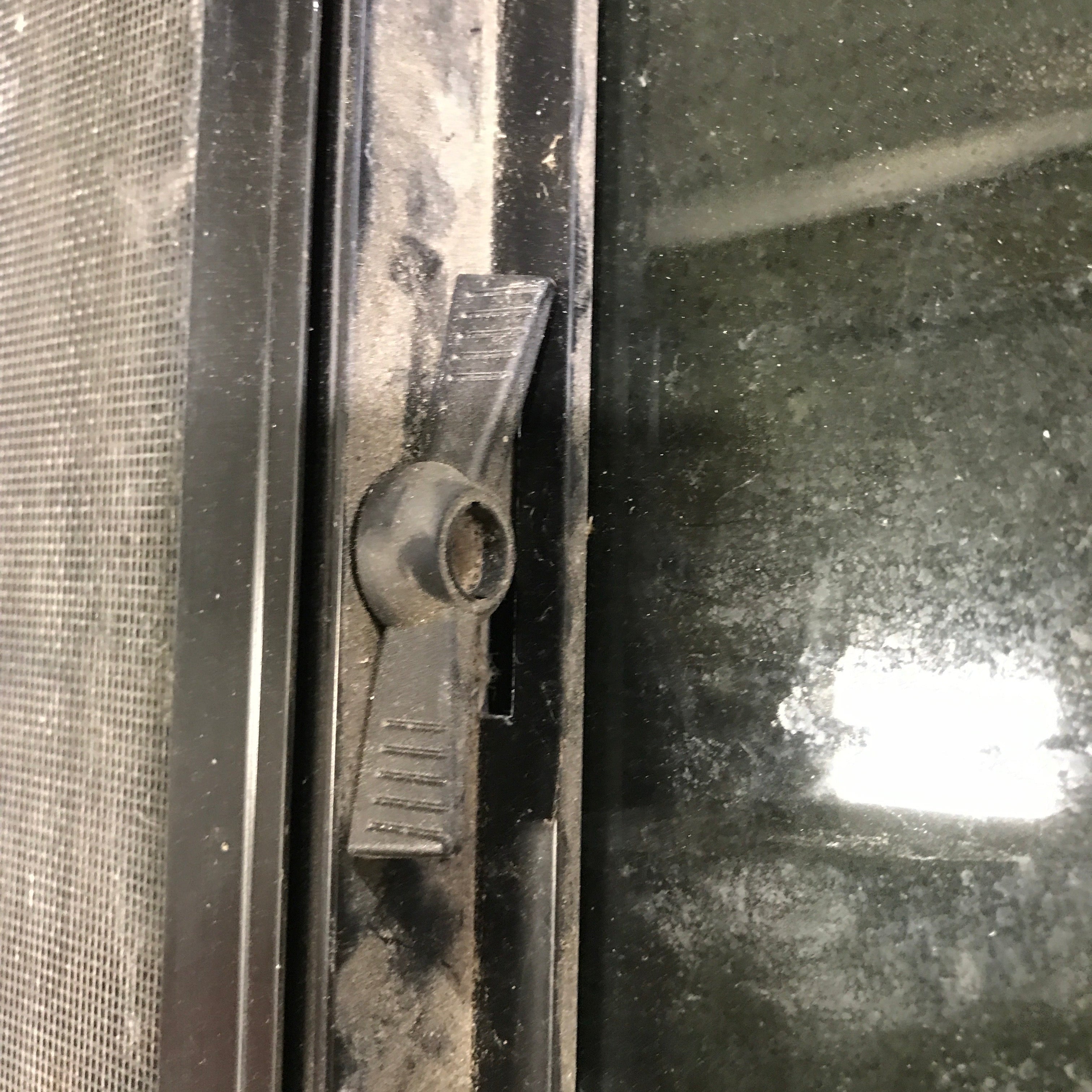 Used Black Radius Opening Window : 21.5" X 17.5" X 1.25" - Young Farts RV Parts