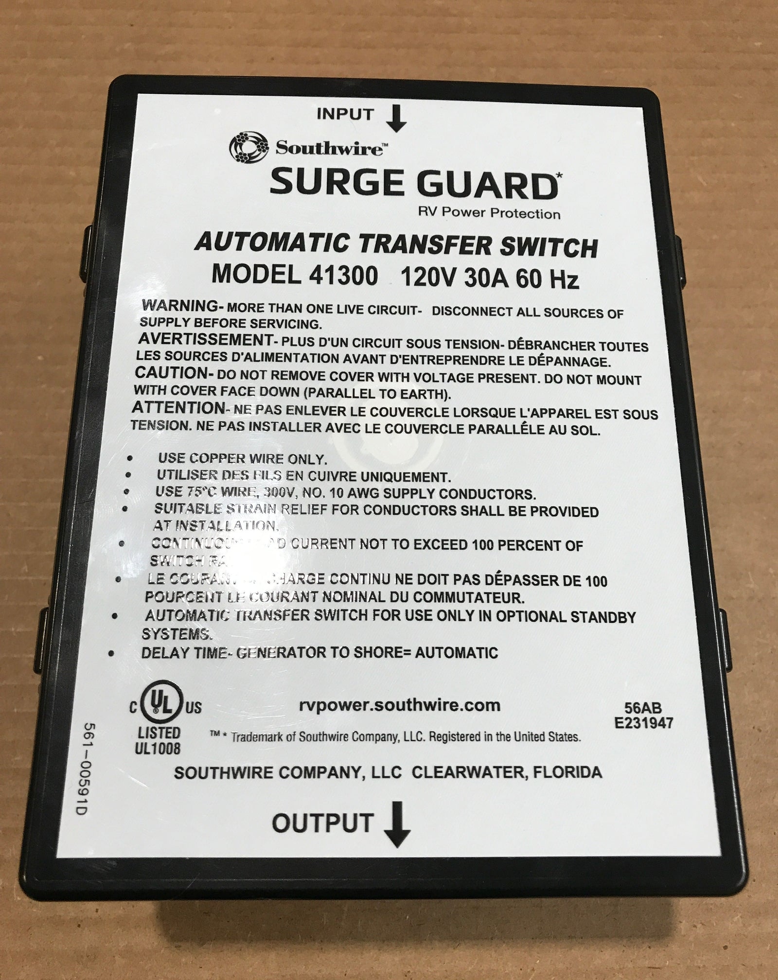 Used SouthWire Power Transfer Switch 30 Amp - 41300