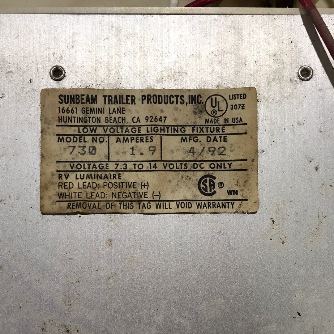 USED RV Interior Light Fixture fluorescent Sunbeam 730 - Young Farts RV Parts