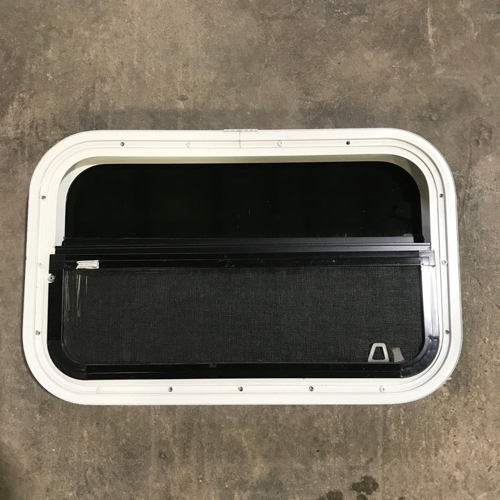 Used White Radius Opening Window : 23.5" X 14.5" X 1.875" - Young Farts RV Parts