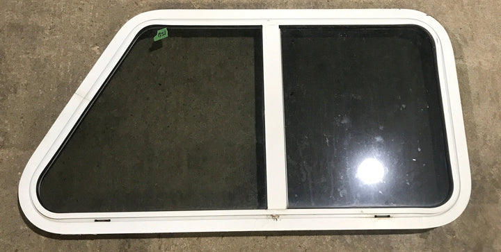 Used Slanted White Radius Opening Window : 37" W x 18 3/4" H x 1 7/8" D