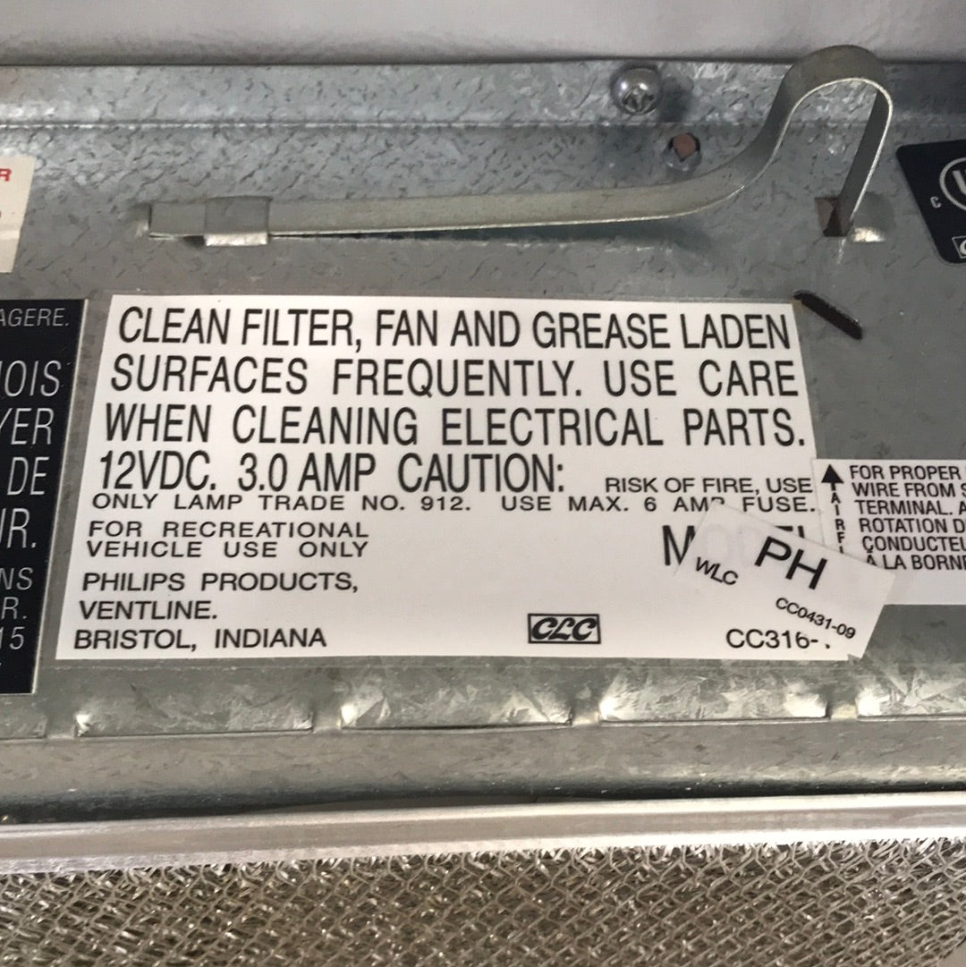 Used Ventline RV Range Hood Fan CC0431-09
