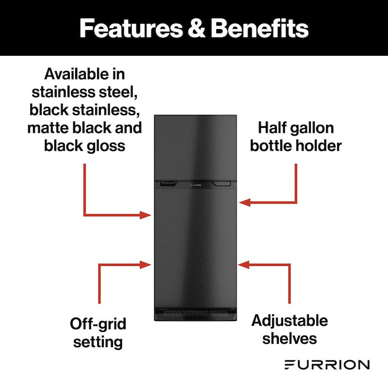 Furrion LLCFCR08DCGTA-BR Arctic 8 Cu. Ft. LH Refrigerator - Black Stainless - Young Farts RV Parts