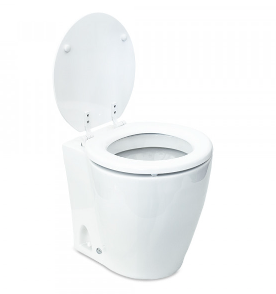 Albin 07-02-043 Marine Series Toilet, White Porcelain/White Wooden Seat