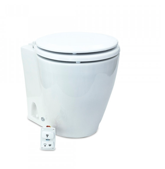 Albin 07-03-045 Marine Series Toilet, White Porcelain/White Wooden Seat