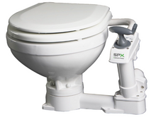 Load image into Gallery viewer, Johnson Pumps 80-47229-01 AquaT Manual Flush Toilet, White Ceramic