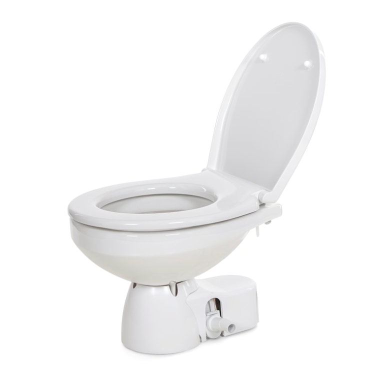 Jabsco 38045-4192 Quiet Flush E2 Rotatable Base Electric Flush Toilet, White Composite