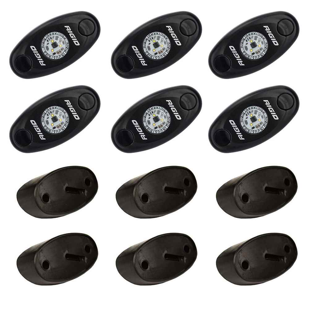 A - Series Rock Light Kit - 6 Cool White Lights - Black - Young Farts RV Parts