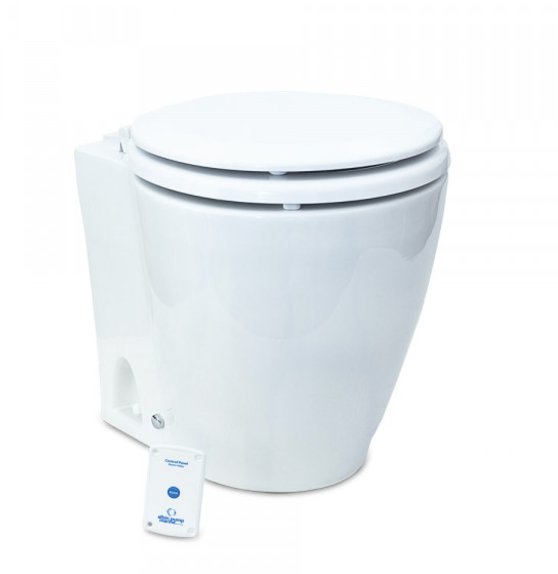 Albin 07 - 02 - 043 Marine Series Toilet, White Porcelain/White Wooden Seat - Young Farts RV Parts