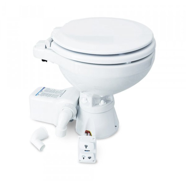 Albin 07 - 03 - 010 Marine Series Toilet, White Porcelain/White Wooden Seat - Young Farts RV Parts