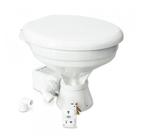 Albin 07 - 03 - 012 Marine Series Toilet, White Porcelain/White Thermoplastic Softclose Seat - Young Farts RV Parts