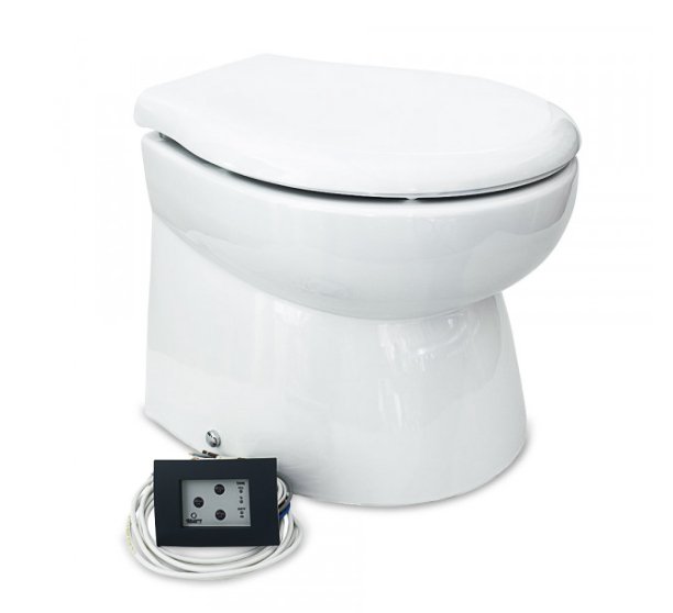 Albin 07 - 04 - 016 Marine Series Toilet, White Porcelain/White Wood Luxury Premium Softclose Seat - Young Farts RV Parts