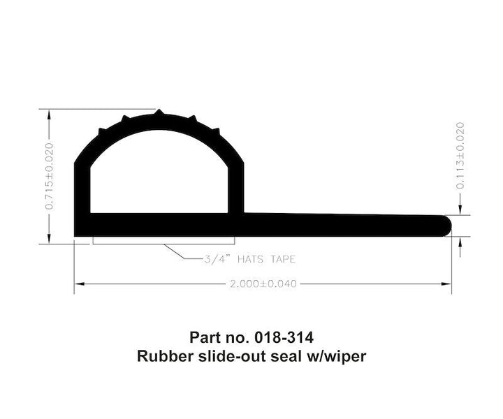 AP Products 018 - 314 Rubber Slide Out Seal w/Tape - Young Farts RV Parts