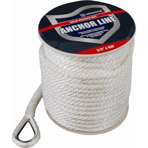 Attwood Marine Boat Anchor Rode Solid Braided - Multi - Filament Polypropylene; With Thimble - 11724 - 1 - Young Farts RV Parts