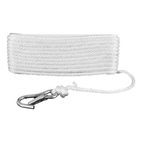 Attwood Marine Boat Anchor Rode - Solid Braided - With Spring Hook; White - 11723 - 7 - Young Farts RV Parts