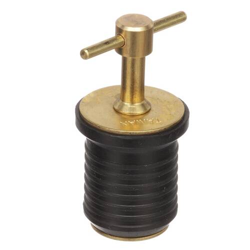 Attwood Marine Boat Drain Plug - T - Handle Plug - Without Chain - 1" Diam; Brass - 7526A7 - Young Farts RV Parts