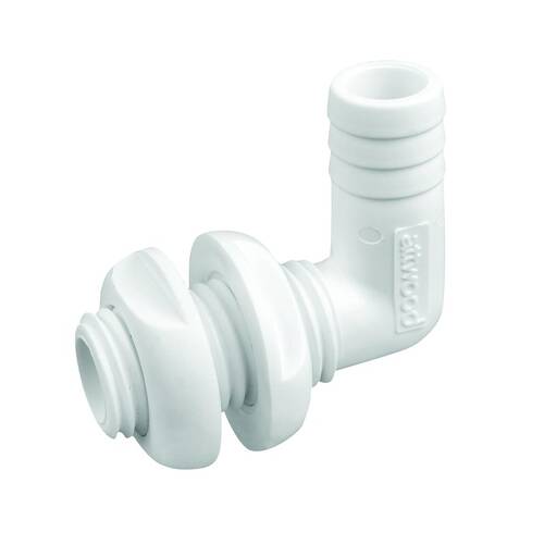 Attwood Marine Boat Scupper - 90° Thru - Hull Connector - For 3/4" Hose - White; Single - 3877 - 3 - Young Farts RV Parts