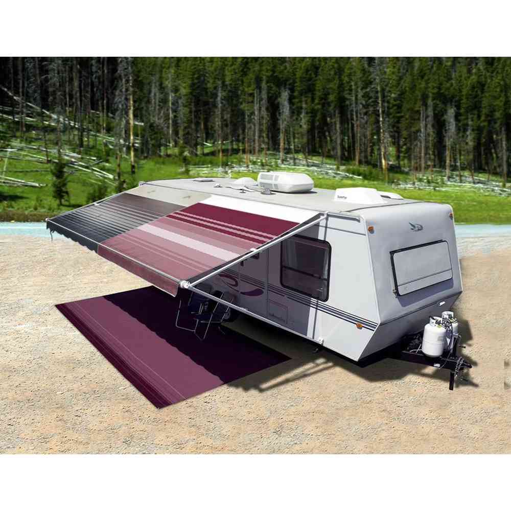 Awning Fabric 1 - Piece 18' Burgundy Fade White Weatherguard - Young Farts RV Parts