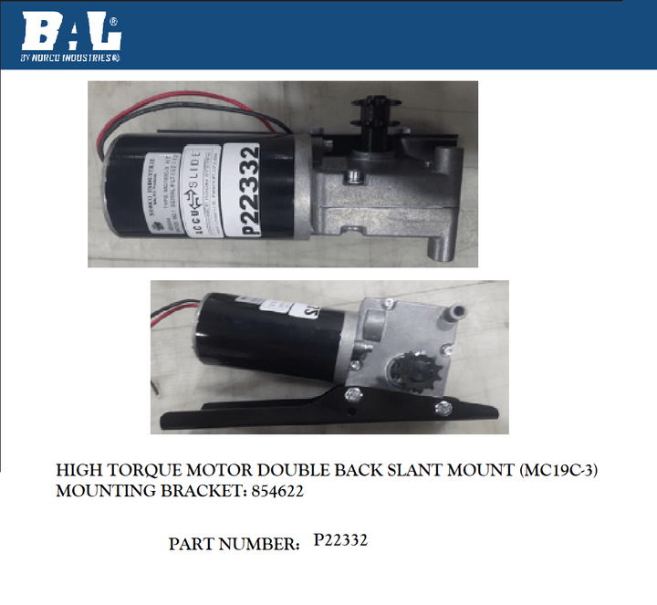 BAL RV P22332 accuslide SLIDE OUT MOTOR *SPECIAL ORDER* - Young Farts RV Parts