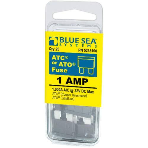 BLUE SEA ATO/ATC Blade Fuse - 1 Amps/32 Volts DC - Pack Of 25 - 5235100 - BSS - Young Farts RV Parts