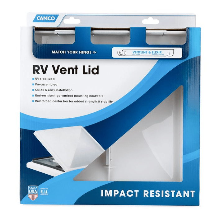Camco 40155 Roof Vent Lid 14" x14" for Ventline Prior To 2008 or Elixir 1994 White - Case Of 6 Lids - Young Farts RV Parts