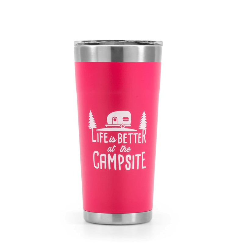 Camco 53061 Life is Better 20 oz. Tumbler, Coral Pink - Young Farts RV Parts