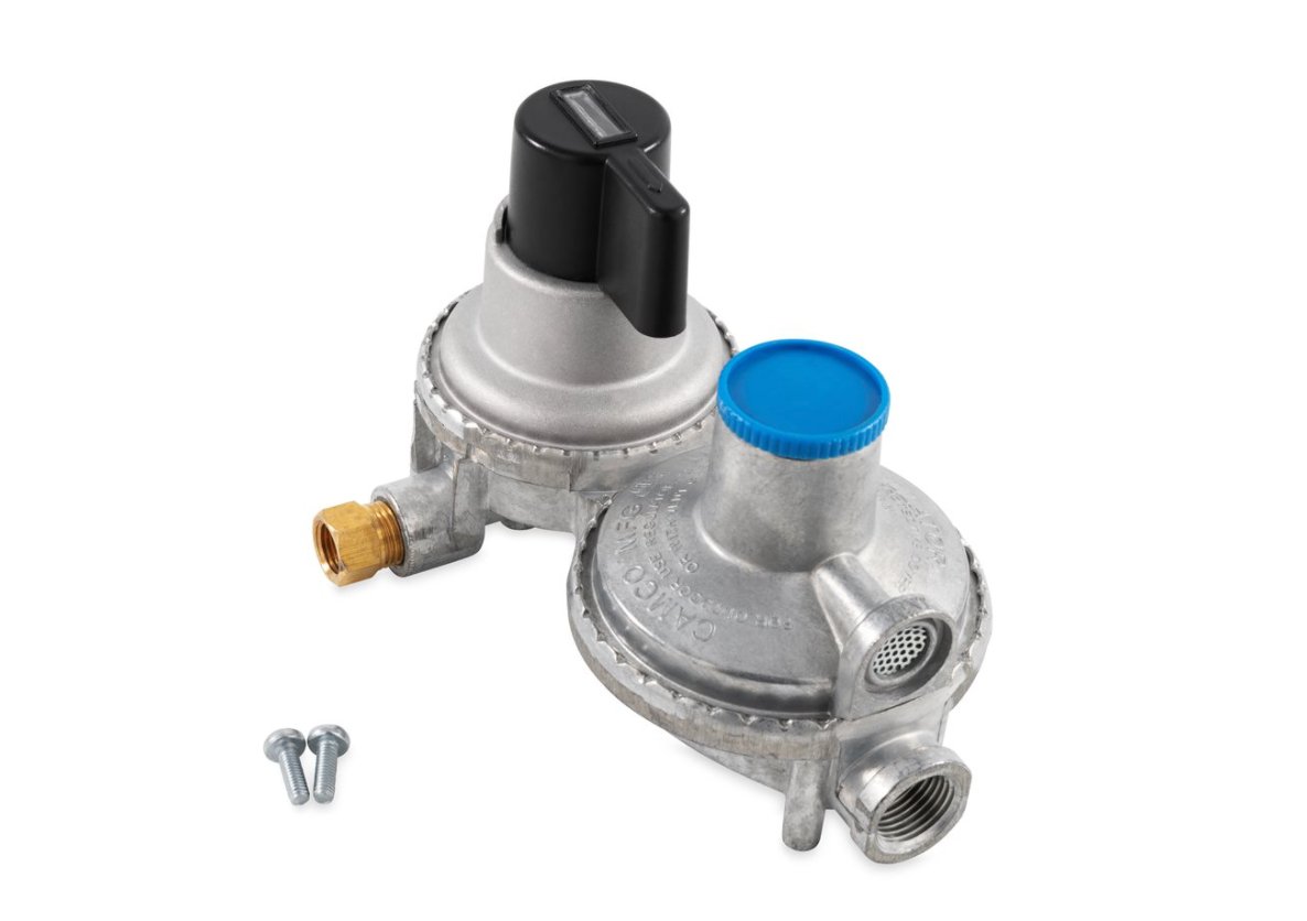 Camco 59002 Horizontal Mount 2 - Stage Auto - Changeover Propane Regulator - Young Farts RV Parts