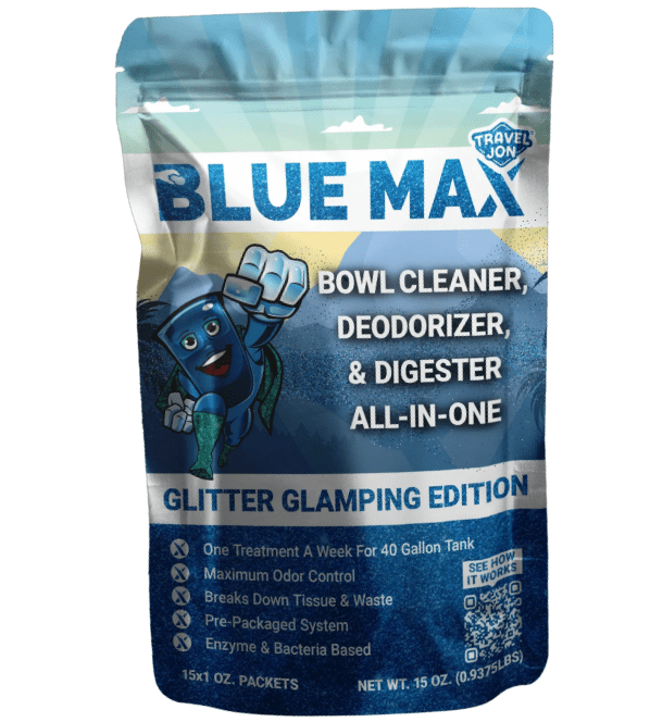 Century Chemical 19963 - CL Travel Jon® BLUE MAX Waste Holding Tank Treatment - Glitter Glamping Edition - Pack Of 15 Treatments - Young Farts RV Parts