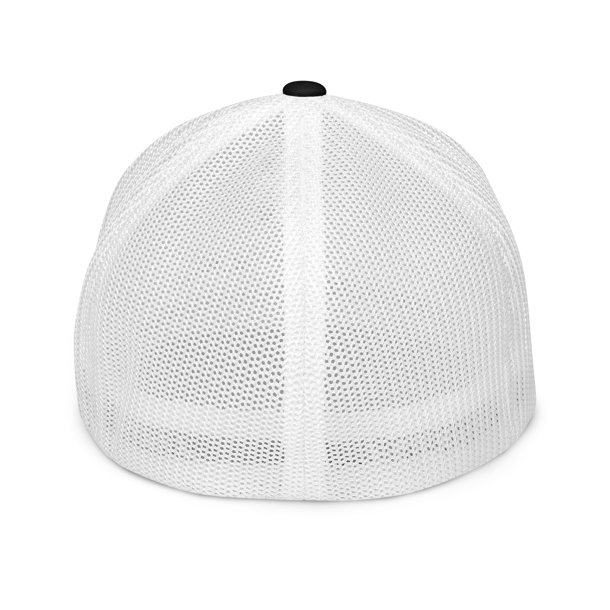 Young Farts Looks Better Dirty Trucker Hat in Black & White – back view