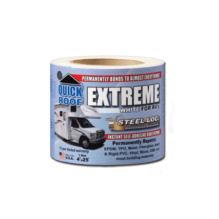CoFair Product UBE425 Quick Roof™ Roof Repair Tape; 4" x 25 Foot Roll - White - Young Farts RV Parts