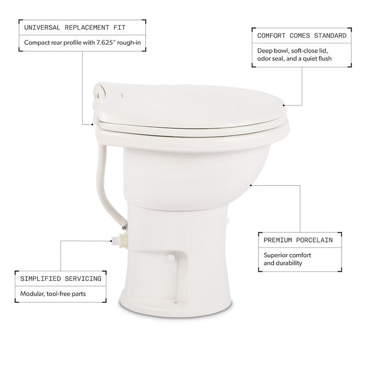 Dometic 410 Series Toilet Standard Profile Bone Porcelain with Pedal Flush Control 9610008260 - Young Farts RV Parts