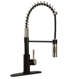 Dura Faucet DF-MK504SLK-MBSN Coil Spring Pull-Down Faucet, Matte Black/Satin Nickel