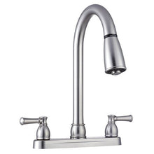 Load image into Gallery viewer, Dura Faucet DF - PK350L - SN - Dura Non - Metallic Dual Lever Pull - Down RV Kitchen Faucet - Brushed Satin Nickel - Young Farts RV Parts