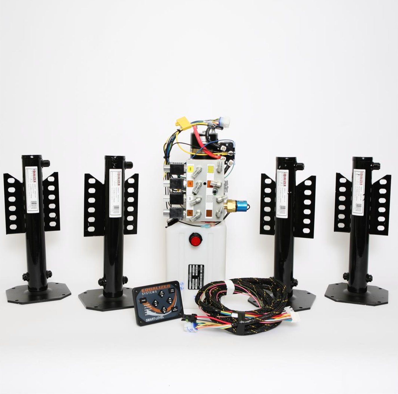 Equalizer Systems 8757NTPA Smart Level Mercedes 3500 Cutaway Sprinter 2019 And Newer, 7500 Pound Lift Capacity, 4 Point Clamp On Hydraulic Automatic Leveling System For The Sprinter Cutaway Chassis Leveling System - Young Farts RV Parts