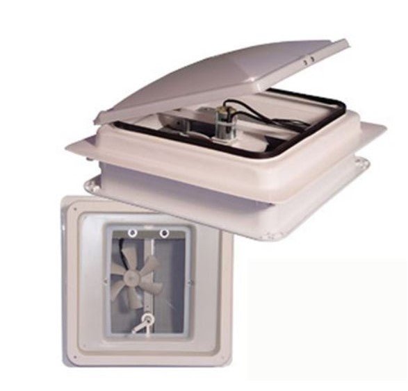 Heng's V771412 - C1G1 Roof Vent Manual Opening with 12 Volt Fan / Light - White Lid / Base - Young Farts RV Parts