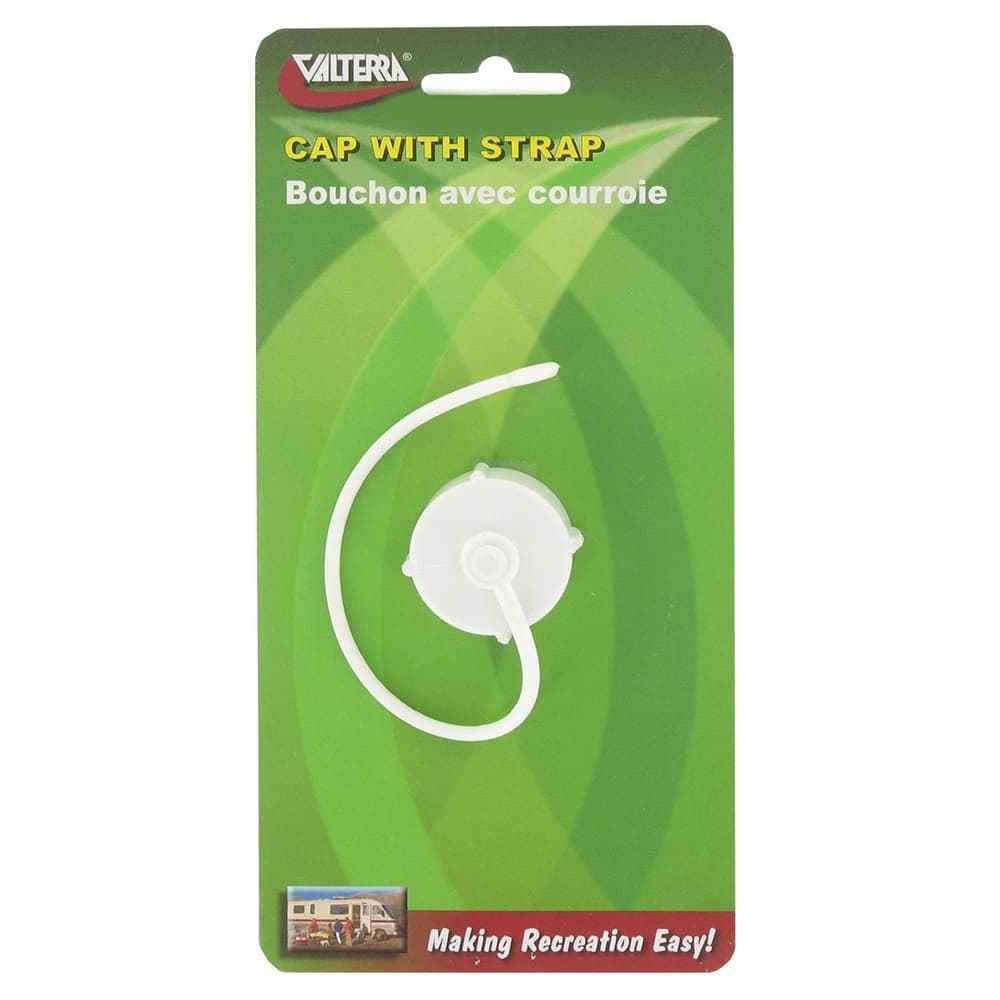 Hose Cap 3/4" w/Strap White Single - Young Farts RV Parts