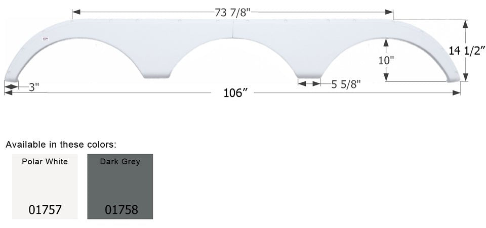 Icon 01757 Fender Skirt Polar White (Various Pilgrim Brands) - Young Farts RV Parts