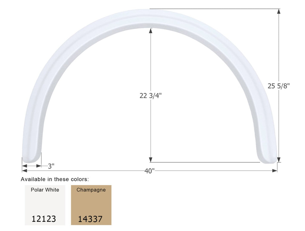 Icon 12123 Fender Skirt; Single Axle; Polar White; Fits Various Four Winds Brands Including Hurricane - Young Farts RV Parts