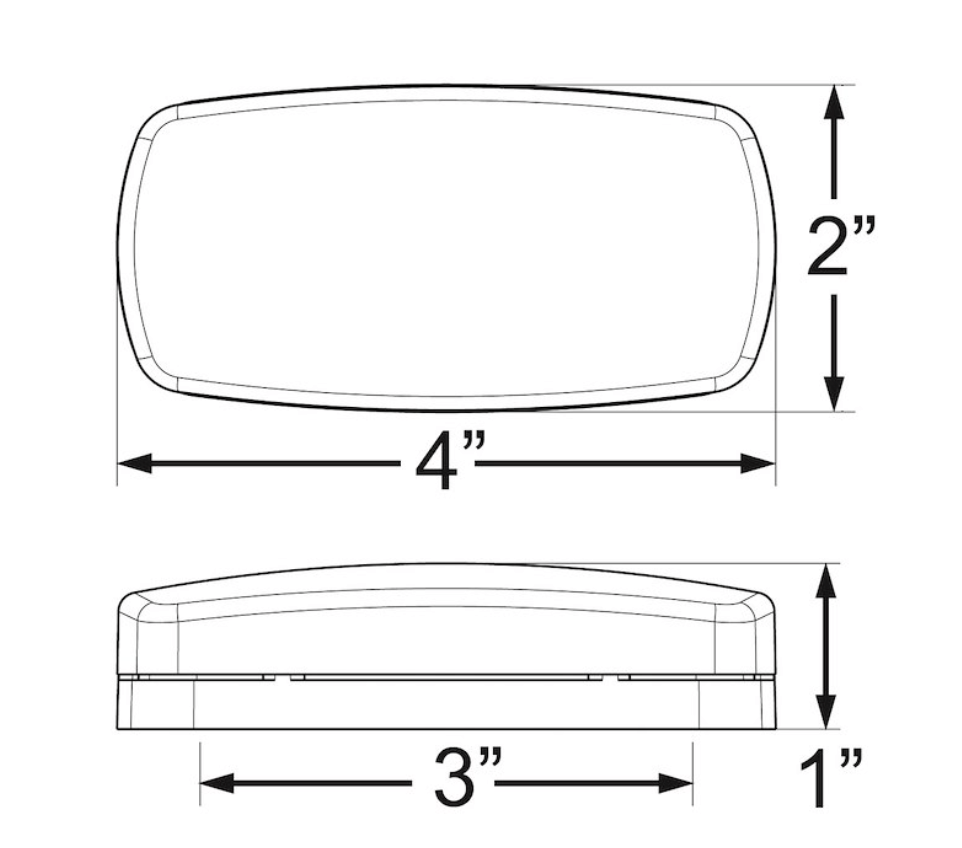 LED Clearance/Marker Light Oval Black Amber - Young Farts RV Parts